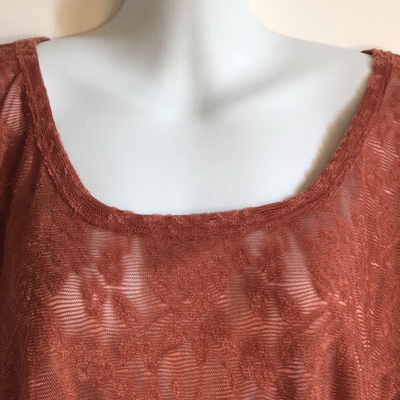 maurices 3X sheer floral top copper orange NWOT - Picture 4 of 7